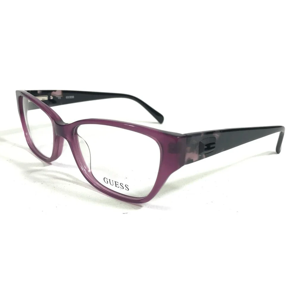 Guess Eyeglasses Frames GU2408 PUR Black Clear Purple Cat Eye 54-16-140